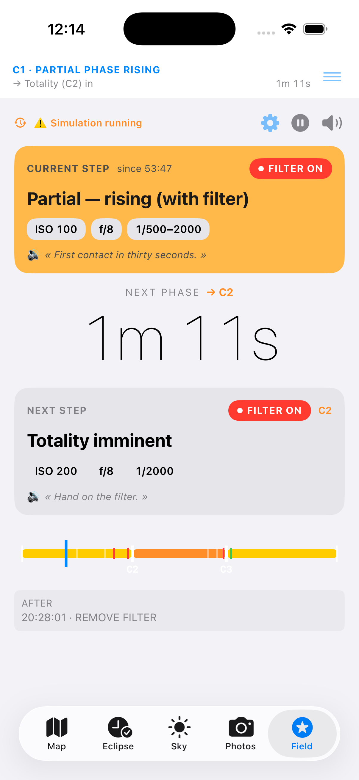 Field · Countdown & filter alert